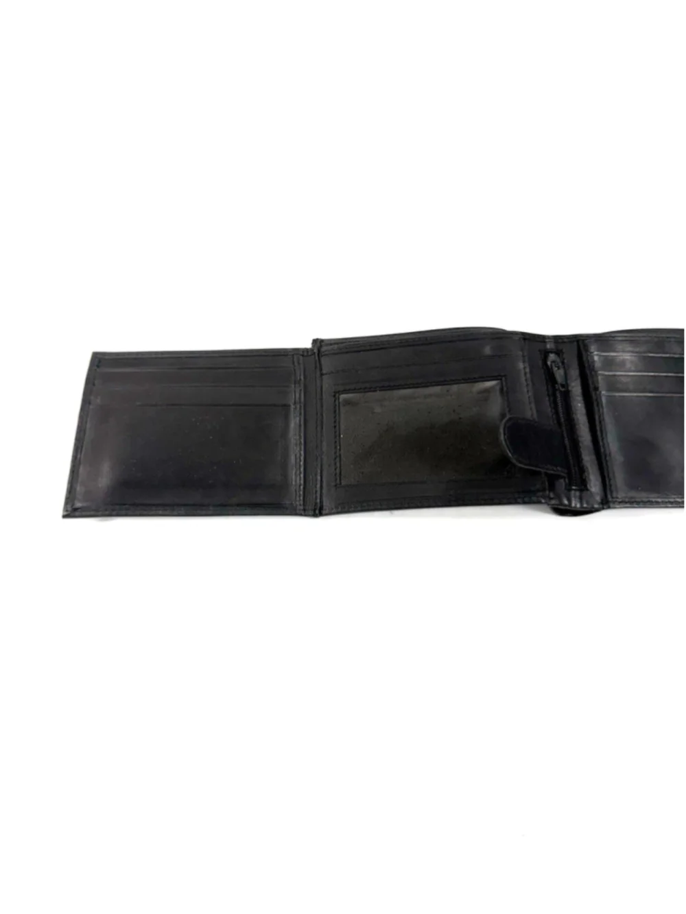 Hand Crafted Genuine Leather Wallet Men Black Trifold Credit Cards ID Cash India